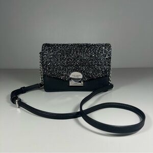 Kate Spade New York Neve Tinsel Convertible Flap Crossbody Black Bag